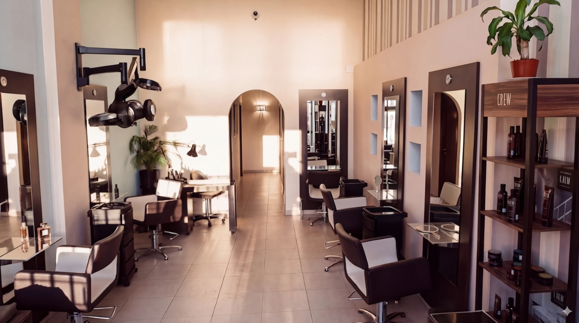 Interior de The Suite Salon, Barber & Spa, diseño de lujo y sofisticación